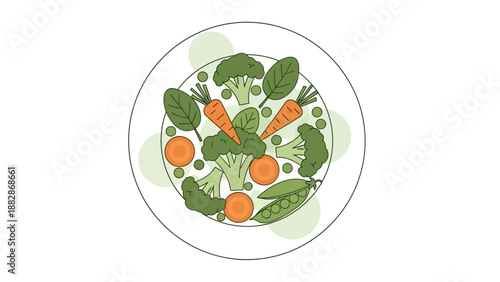 Healthy And Delicious Vegetarian Meal Plate Illustration Perfect For Food Related Designs