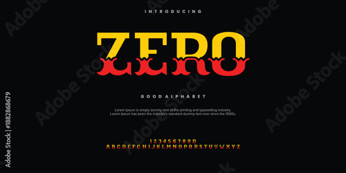 Zero Abstract minimal modern alphabet fonts. Typography technology vector illustration