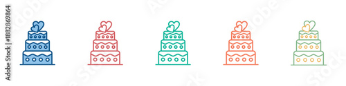 Wedding Cake Icon Set Multiple Style Collection 