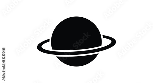 A striking black representation of a planet with prominent rings encircling its form a captivating silhouette high quality professional detailed modern