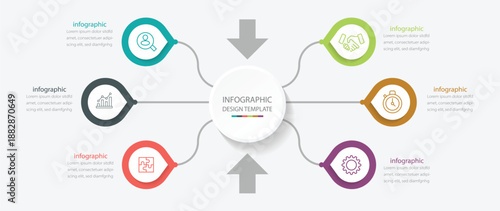 Business infographic template. Timeline concept for presentation, report, infographic and business data visualization. Business concept with 6 options.