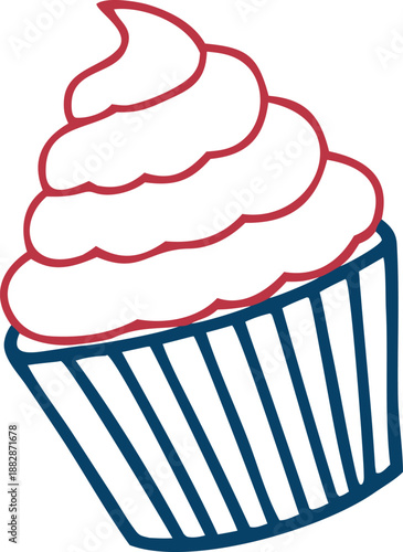 Delightful single cupcake with swirled frosting Vector