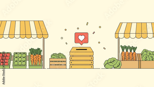 Healthy Food Market With A Heart Symbol Of A Charitable Contribution Concept