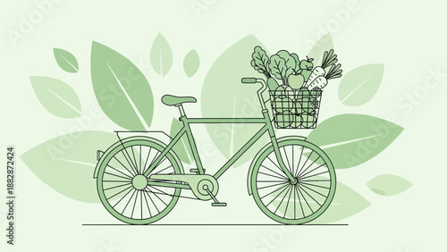 Healthy Lifestyle Concept: Bicycle Transporting Fresh Produce for Sustainable Living