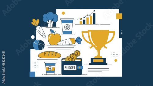 Healthy Lifestyle, Budget, and Achievement: A Vector Illustration with Fresh Elements