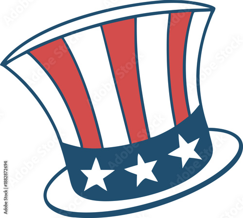 Iconic patriotic top hat with stars and stripes Vector