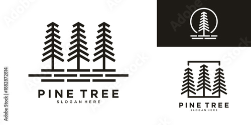 Minimal pine tree forest logo collection