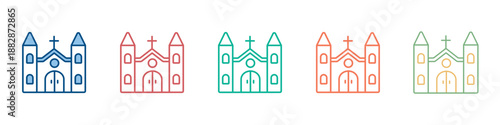 Church Icon Set Multiple Style Collection 