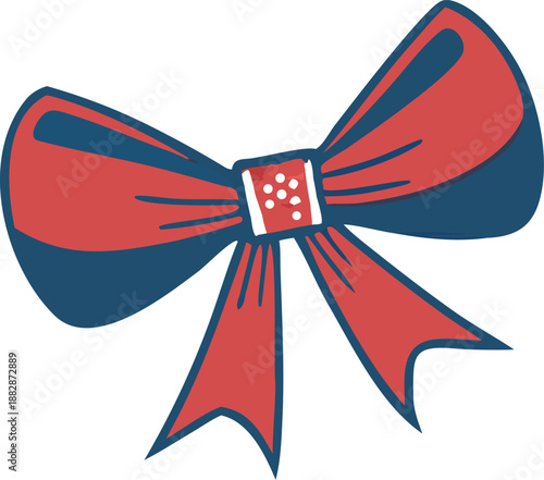 Elegant red bow with blue accents Vector