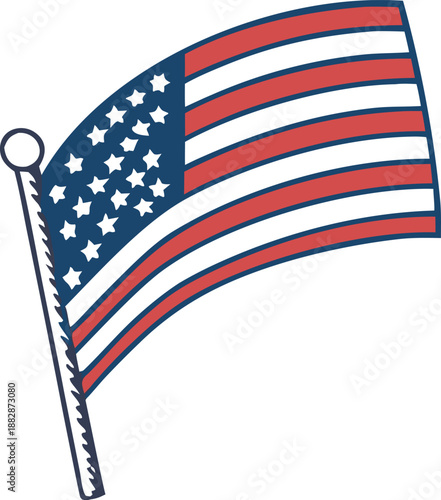 The iconic american flag waving in the wind Vector