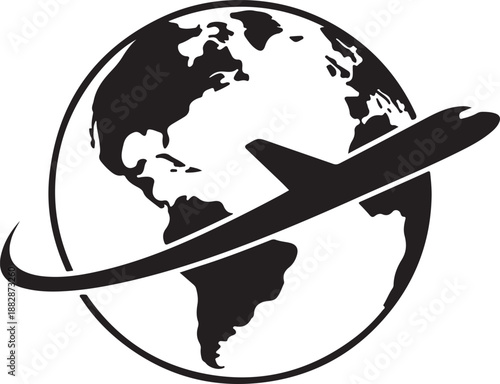 World or international travel, traveling on an airplane flat icon for apps and websites