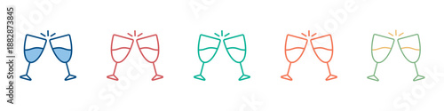 Champagne Icon Set Multiple Style Collection 