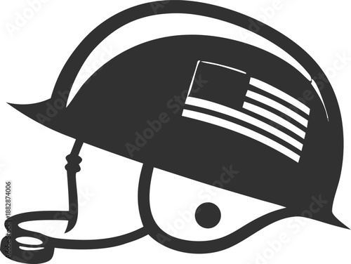 Military helmet with american flag insignia Vector