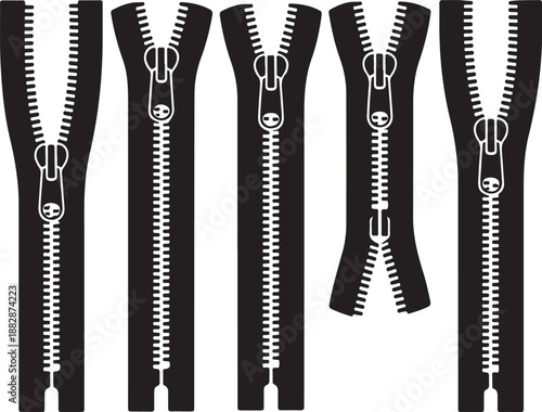 Zipper Fasteners Vector Illustration Technical Cad Drawing Template