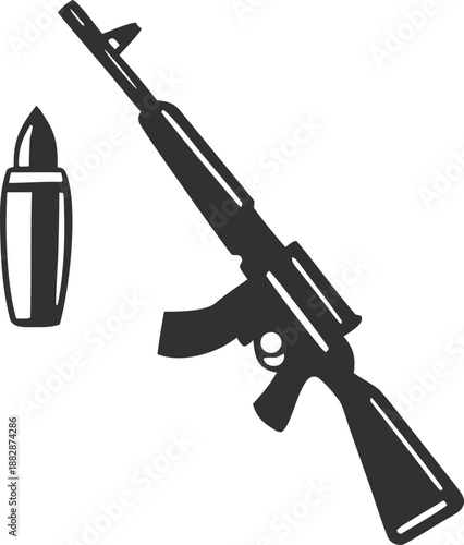 Illustration of a rifle with a bullet Vector