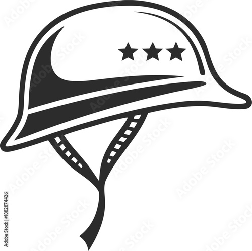 Military helmet with three stars Vector