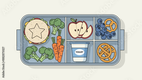 Healthy Lunchbox Filled With Delicious Fruits, Vegetables, And Treats For Energy