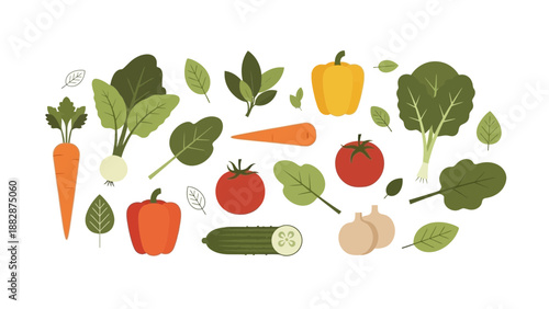 Healthy Vegetable Illustration: A Colorful and Fresh Flat Design Composition