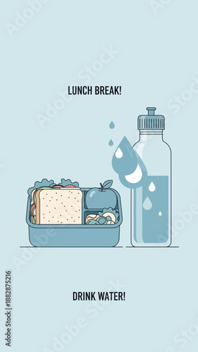 Healthy Lunchtime Essentials: A Wholesome Meal with Hydration for Well-Being and Vitality