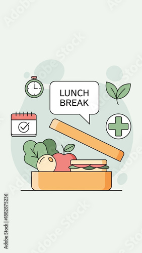 Healthy Lunchtime: Fresh, Nutritious Meal in a Vibrant, Modern, And Appetizing Illustration
