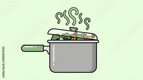 Healthy Vegetable Soup Simmering In A Pot: A Wholesome Culinary Illustration