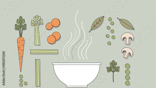 Healthy Vegetable Soup Preparation: Fresh Ingredients Ready For Delicious Homemade Meal