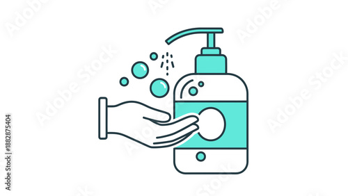 Hygiene And Cleanliness Practices Depicted With Soap Dispenser And Hand Illustration
