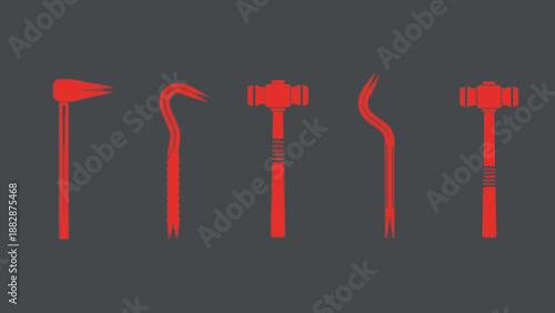 Iconic Red Tools Silhouetted Against a Dark Grey Backdrop Representing Construction