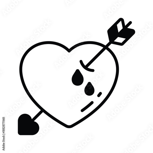 A captivating glyph icon of cupid heart valentines symbol