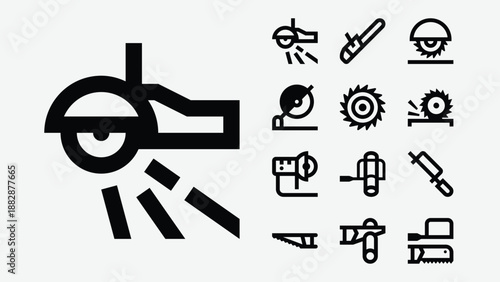 Saws and woodworking tools icons set