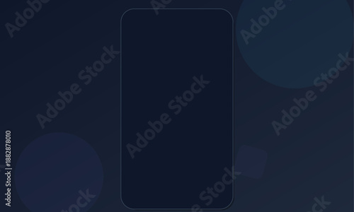 A dark screen sits in the center with subtle shapes in the background. The setting appears to represent late evening or night time, creating an empty space.