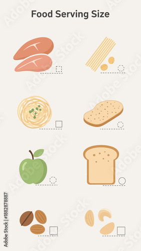 Illustrated Guide Showcasing Food Serving Sizes for Optimal Health and Well-being Visualization