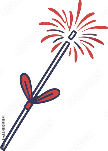 Illustrated sparkler in red and blue Vector