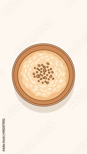 Illustrated Porridge Bowl with Grains: A Simple and Wholesome Culinary Illustration