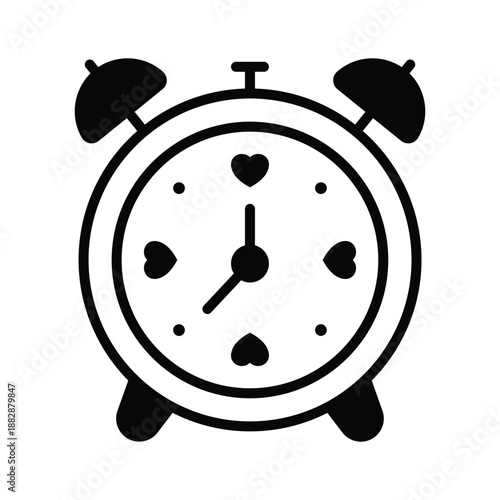 A modern glyph icon of valentine alarm for romantic reminder
