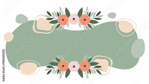 Beautiful floral border vector illustration with organic shapes and pastel accents, perfect for design