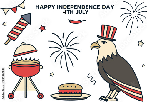 Celebrating independence day with fireworks, food, and patriotism Vector