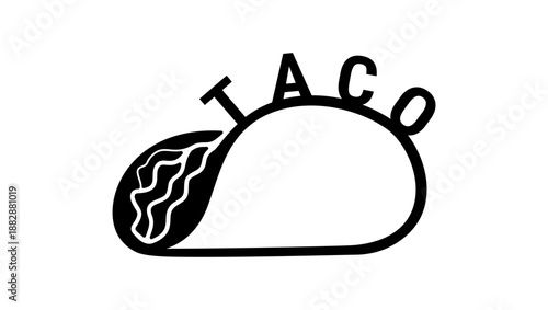 Taco sign, black isolated silhouette