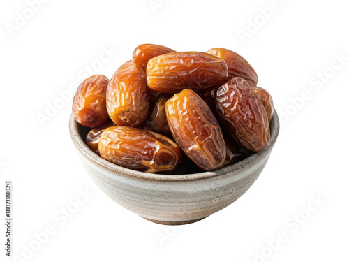 Bowl of dates isolated on transparent background