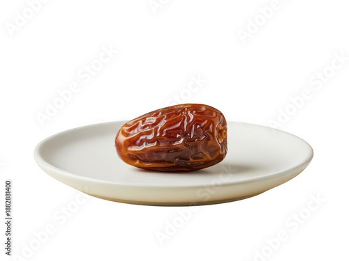 Single date on plate isolated on transparent background