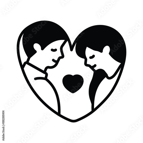 A charming glyph icon of romantic couple celebrating valentines love