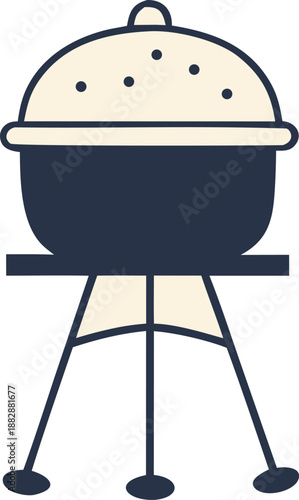 Classic outdoor cooking with a round charcoal grill Vector