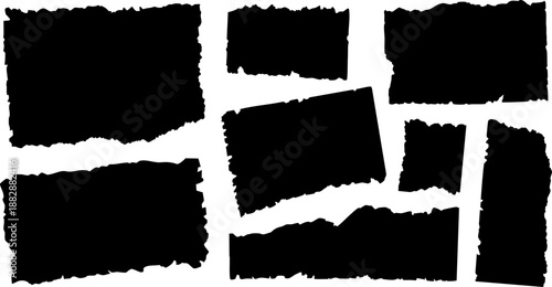 Torn Paper Banner Vector Set – Grunge Ripped Edge Strips for Scrapbook, Poster, and Layout Design