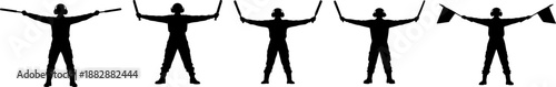 Photos Set of Marshaller silhouette vector isolated on white background