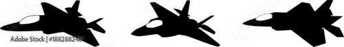 Fighter jet silhouette collection vector