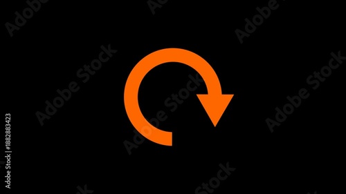 Orange circular loading arrow animation on black background for interface and update concept.