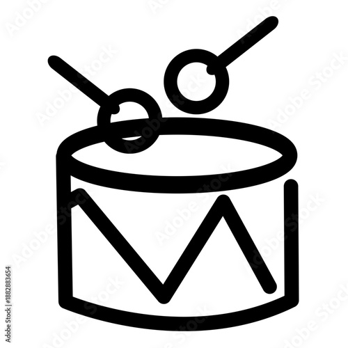 Drumming illustration of a drum with mallets from a front viewpoint, symbolizing rhythm and music event
