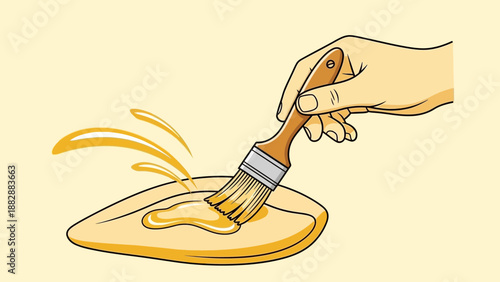 Illustration Of A Hand Painting With A Brush, Art And Craft Process Closeup