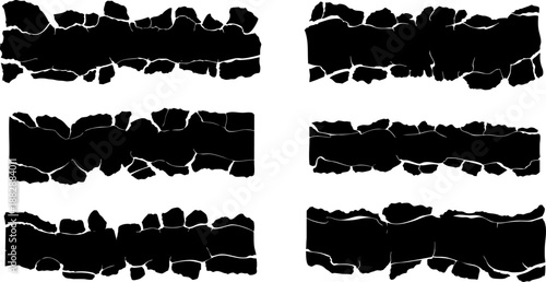 Torn Paper Banner Vector Set – Grunge Ripped Edge Strips for Scrapbook, Poster, and Layout Design