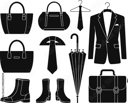 Collection of Black and White Fashion Accessories